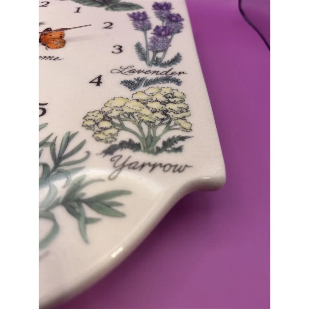 Olive Street Pottery Herb And Butterfly Clock. Works.